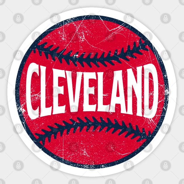 Cleveland Retro Baseball - White Sticker by KFig21